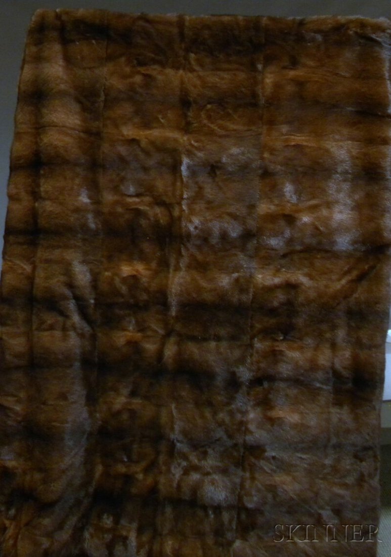 Mink Lap Blanket, 20th century, lined with brown: Mink Lap Blanket, 20th century, lined with brown velvet, 58 x 86 in.
