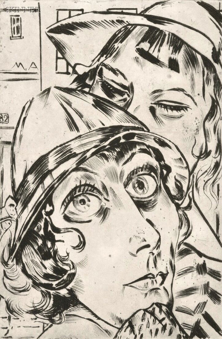 Max Ackermann (German, 1887-1975) Zwei Frauenköpfe,: Max Ackermann (German, 1887-1975) Zwei Frauenköpfe, 1928, proof outside of the edition of 200. Signed and dated "Max Ackermann 1928" in pencil l.r., inscribed "Probe" in pencil l.l., dry stamp "ATELI