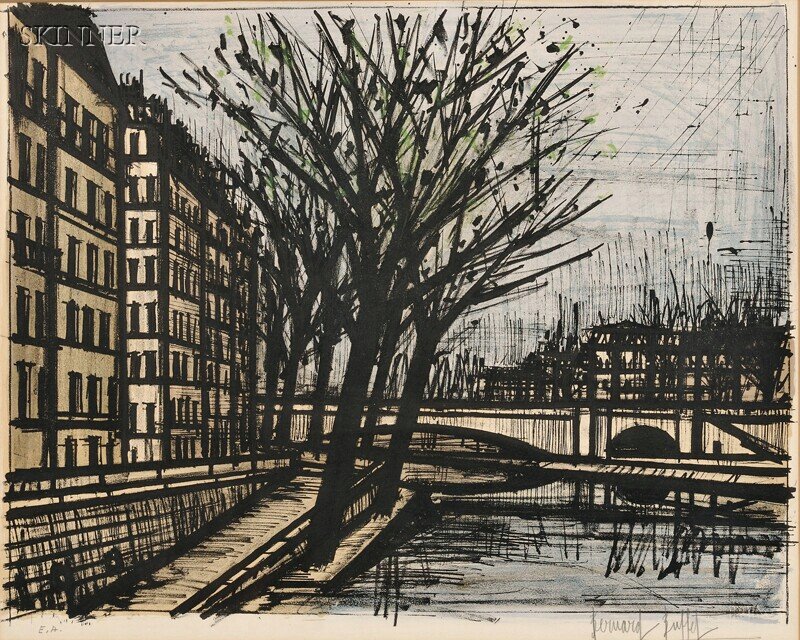 Bernard Buffet (French, 1928-1999) Paris, L'Ile Sai: Bernard Buffet (French, 1928-1999) Paris, L'Ile Saint-Louis, 1962, edition of 150 plus 30 proofs (Mourlot, 33). Signed "Bernard Buffet" in pencil l.r., inscribed "E.A." in pencil l.l. Color lithograph