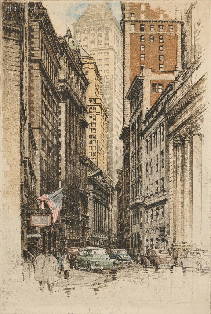 Robert Kasimir (Austrian, 1914-2002) Two Views: New: Robert Kasimir (Austrian, 1914-2002) Two Views: New York, Broad Street (Kasimir, R75); and Washington, Capitol (Kasimir, R77). Both signed "Robert Kasimir" in pencil l.c. Color