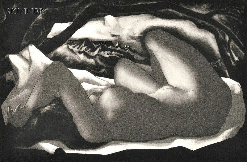 Doel Reed (American, 1895-1985) Figure in Landscap: Doel Reed (American, 1895-1985) Figure in Landscape, 1953, edition of 100, published by the Society of the Print Connoisseurs of America. Signed "Doel Reed, N.A." in pencil l.r., publisher's dry stamp