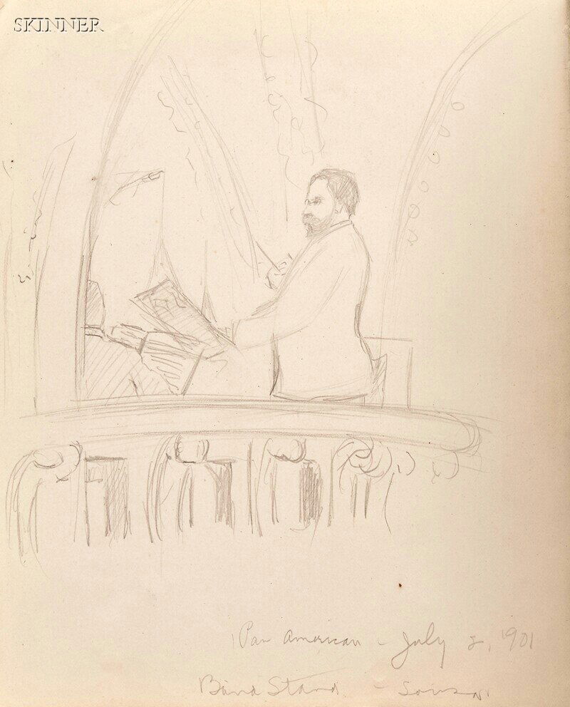 Jane Peterson (American, 1876-1965) Selection of E: Jane Peterson (American, 1876-1965) Selection of Ephemera, Including Two Sketchbooks and Five Personal Letters, Exhibition Leaflets and Newspaper Clippings Condition: Small sketchbook with toning,