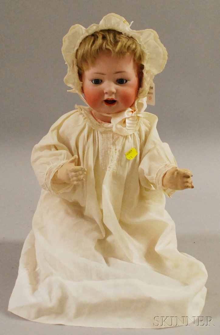 Kley & Hahn Bisque Head Baby Doll, Germany, marked: Kley & Hahn Bisque Head Baby Doll, Germany, marked K & H Germany 176-12, open mouth, deep molded tongue, voice bellows mechanism in head, bent limb composition body, lg. 19 in.