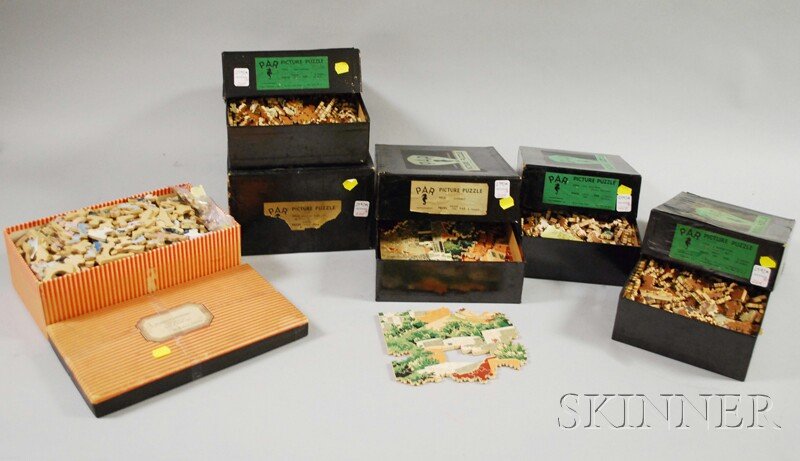 Five Par Wood Jigsaw Puzzles and an A.H. Wood Jigs: Five Par Wood Jigsaw Puzzles and an A.H. Wood Jigsaw Puzzle.