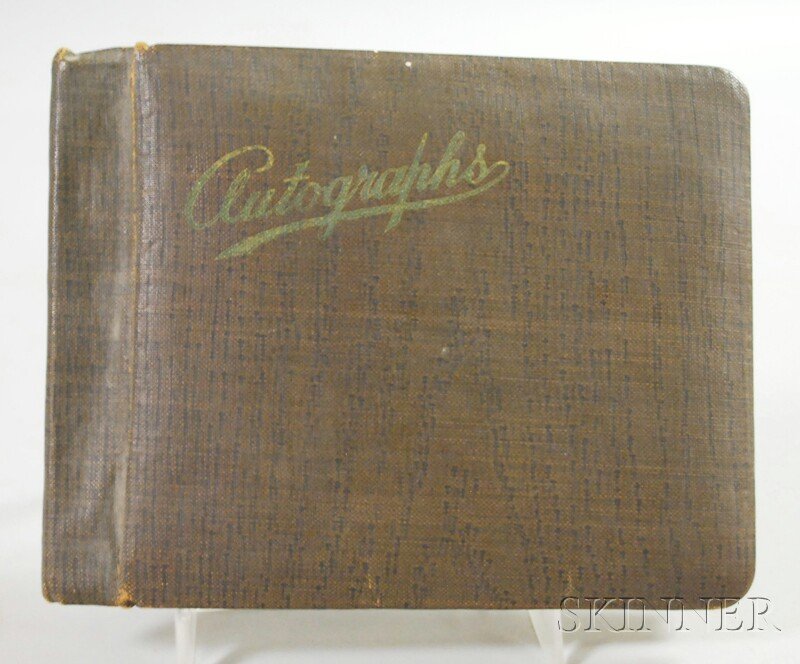 1940s Autograph Album, with direct and cut signatu: 1940s Autograph Album, with direct and cut signatures, including Frank Sinatra, Woody Herman, Gene Krupa, big band members, Arthur Fiedler, Jane Withers, Victor Mature, Father Flanagan, and others.