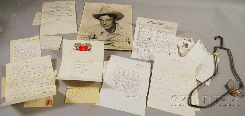 Gary Cooper Autographed Photograph, Three Handwrit: Gary Cooper Autographed Photograph, Three Handwritten Letters, and a Pair of Wire Sock Stretchers, a portrait photograph inscribed "To Linda, With all the best wishes in this world from- your friend..