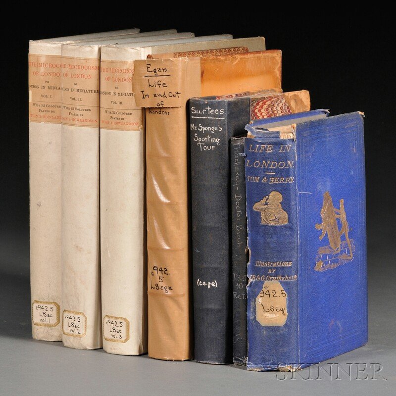 Illustrated Books, Seven Volumes: Egan's Tom & Jer: Illustrated Books, Seven Volumes: Egan's Tom & Jerry Life in London, [1870]; Titmarsh's Doctor Birch & His Young Friends, 1849; Surtees' Mr. Sponge's Sporting Tour, [n.d.], illus. Leech; Ega