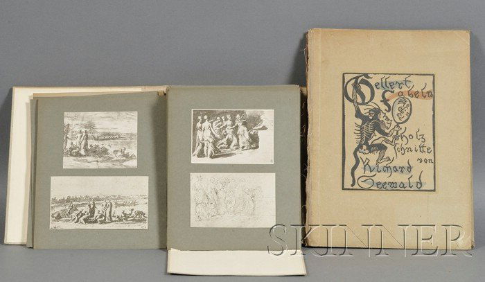Art, Two Volumes: Gellert's Fabeln, with woodcuts: Art, Two Volumes: Gellert's Fabeln, with woodcuts by Seewald, 1920; and The Drawings of Nicolas Poussin, ed., Friedlaender, [1939]. Gellert in publisher's illustrated boards, cloth spine complete