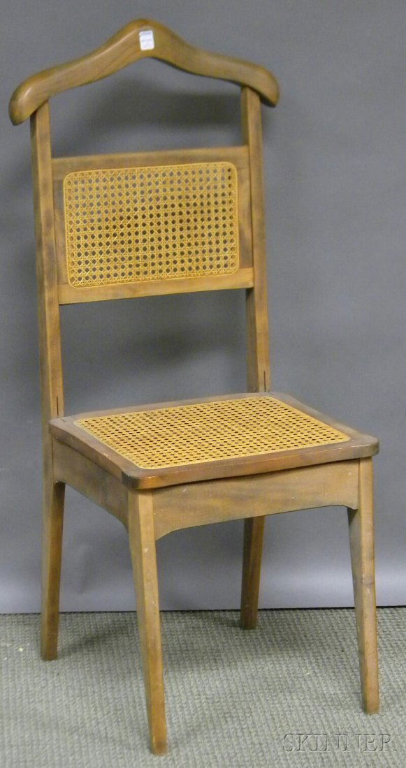 Italian Modern Caned Hardwood Valet Chair.: Italian Modern Caned Hardwood Valet Chair.