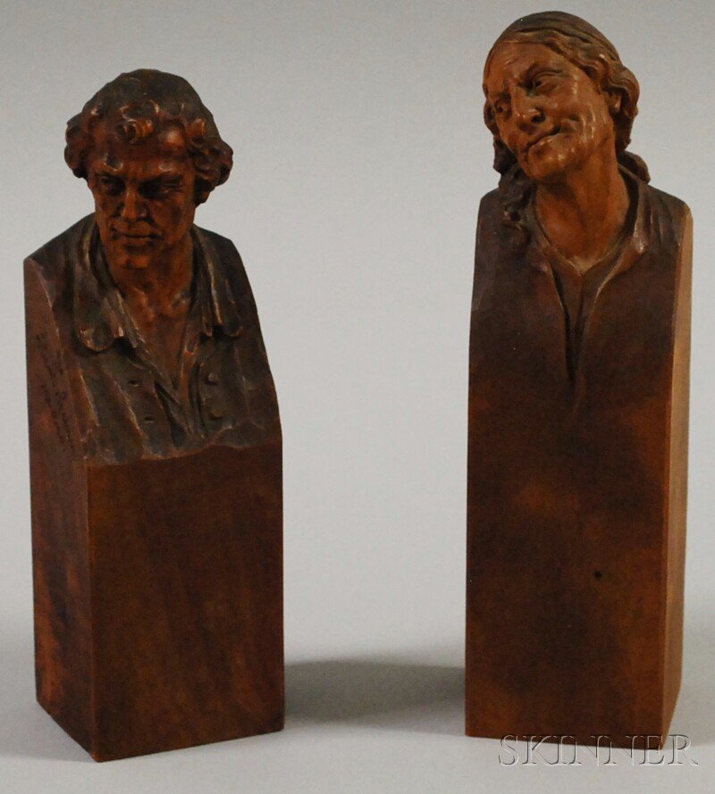 Hermann (Ermanno) Steiner (Polish, 1878-1963) Pai: Hermann (Ermanno) Steiner (Polish, 1878-1963) Pair of Male and Female Herms. Male signed and inscribed "...Herm. Steiner. Merano." u.l., Female signed and inscribed "...H. Steiner. Merano." u.l. C