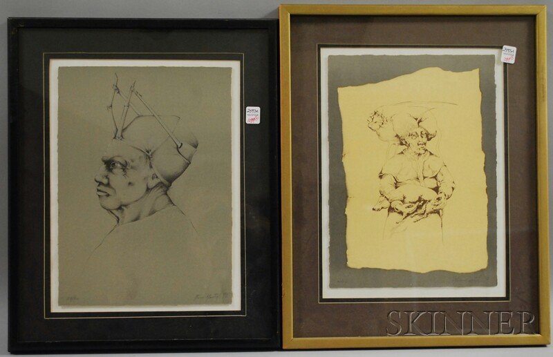 Two Framed Mario Martin Lithograph Portraits, sig: Two Framed Mario Martin Lithograph Portraits, signed l.r. and dated "78," edition 28/50, 3/50, each 14 3/4 x 10 3/4 in.