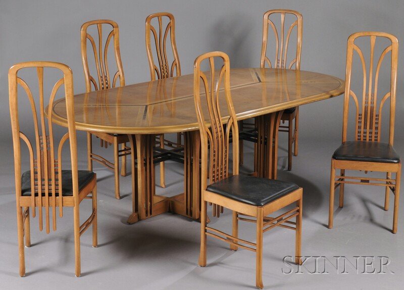 196 Roche Bobois Dining Suite Walnut And Ebony Din
