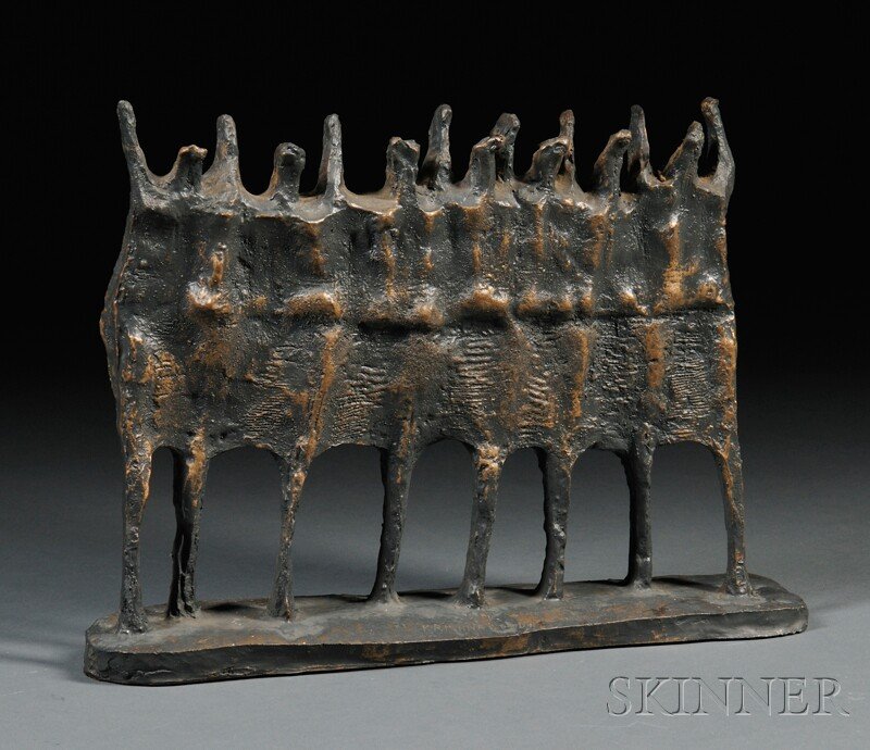 After Krishna Reddy (Indian, b. 1925), The Vision,: After Krishna Reddy (Indian, b. 1925) The Vision, c. 1969 Signed "KRISHNA REDDY" within the cast on base. Bronze-patinated cast resin, 10 3/4 x 14 x 3 1/2 in. Condition: Surface grime.