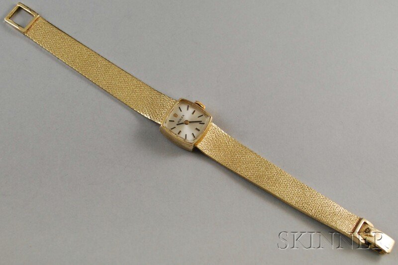 Lady's 14kt Gold Rolex Bracelet Wristwatch, 17-jew: Lady's 14kt Gold Rolex Bracelet Wristwatch, 17-jewel movement, total 19.2 dwt not including movement, lg. 6 3/4 in., with two additional band segments.