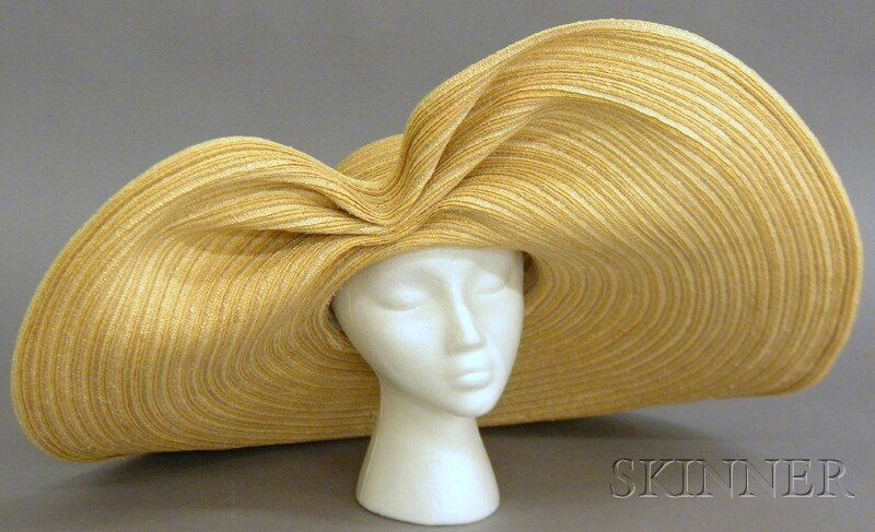 Vintage Wide-brimmed Charles Jourdan by Kokin Sun: Vintage Wide-brimmed Charles Jourdan by Kokin Sun Hat, straw with shaped edge, dia. approx. 26 in.