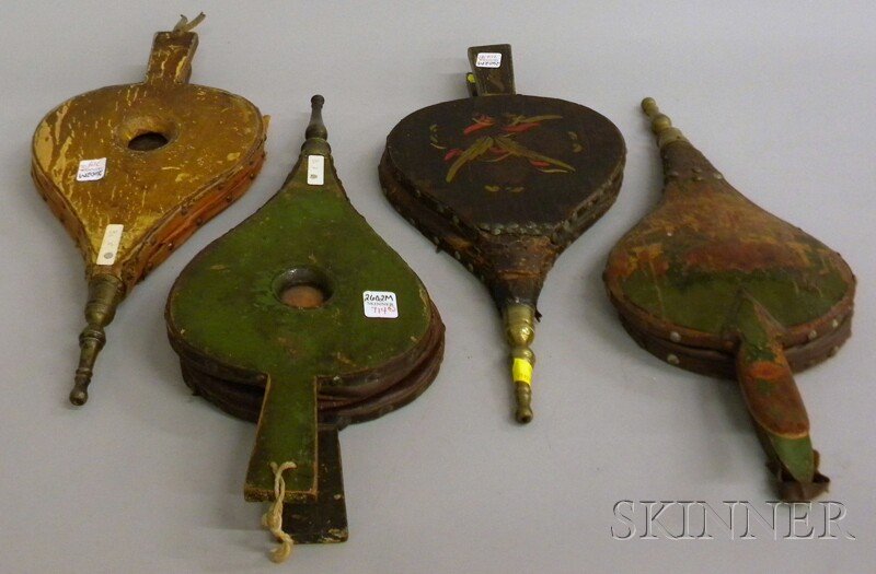 Four Painted and Decorated Wood Bellows, with bras: Four Painted and Decorated Wood Bellows, with brass nozzles, approx. lg. 17 1/2 in.