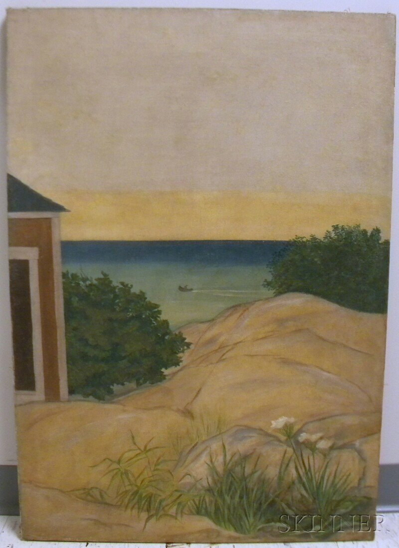 20th Century American School Oil on Canvas View fr: 20th Century American School Oil on Canvas View from a House in the Dunes, signed l.r. "Hirsch 1924," unframed, 36 x 25 in. Provenance: Estate of Susan Parrish.