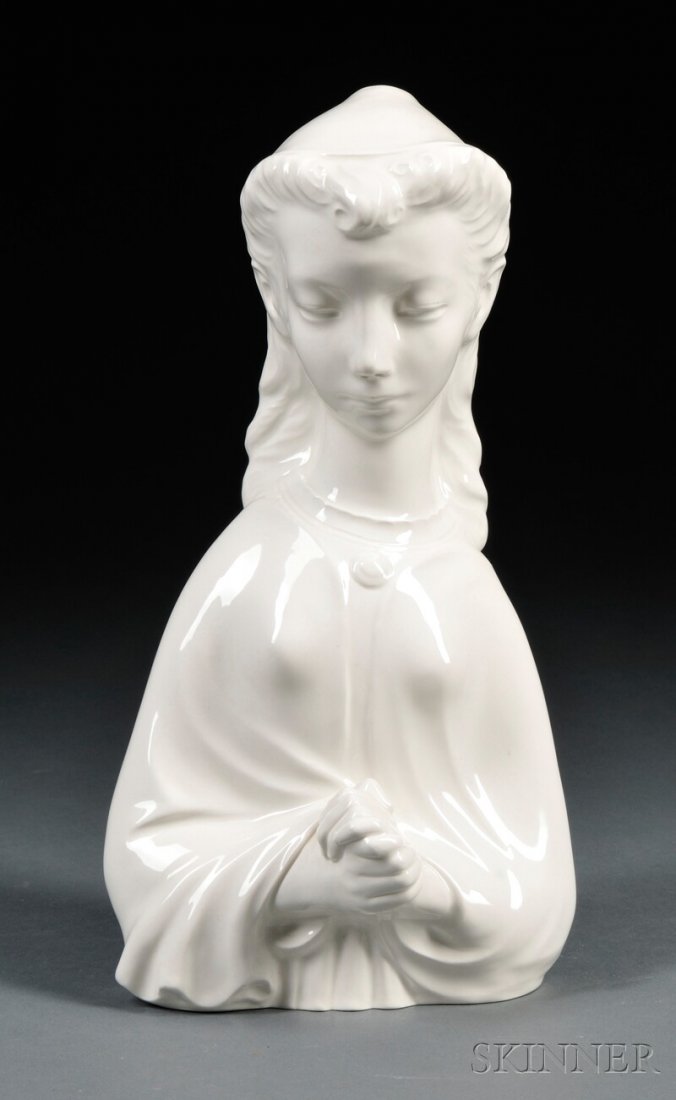 Wedgwood Queen's Ware Bust of Penelope, England, c: Wedgwood Queen's Ware Bust of Penelope, England, c. 1954, modeled by Arnold Machin, impressed and printed marks, ht. 11 1/4 in. Provenance: Hensleigh Wedgwood Collection.