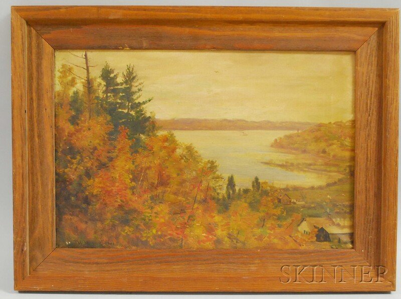Robert John Wickenden (American, 1861-1931) Cap Roug: Robert John Wickenden (American, 1861-1931) Cap Rouge Cove from the Hill, Quebec. Signed and dated "R... J. Wickenden 1901" l.l., titled and inscribed on the stretcher. Oil on canvas, 12 x 18 in.,