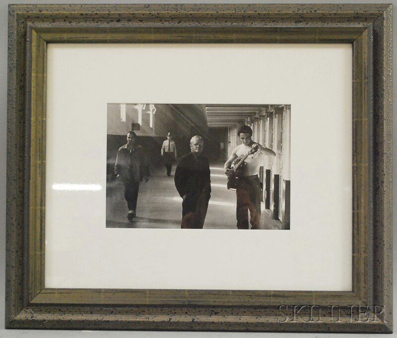 Attributed to Peter Beard (American, b. 1938) Trum: Attributed to Peter Beard (American, b. 1938) Truman Capote at San Quentin Prison, 1971. Unsigned. Gelatin silver print, sight size 11 x 14 in., framed. Condition: Good, not examined out of frame. Pro