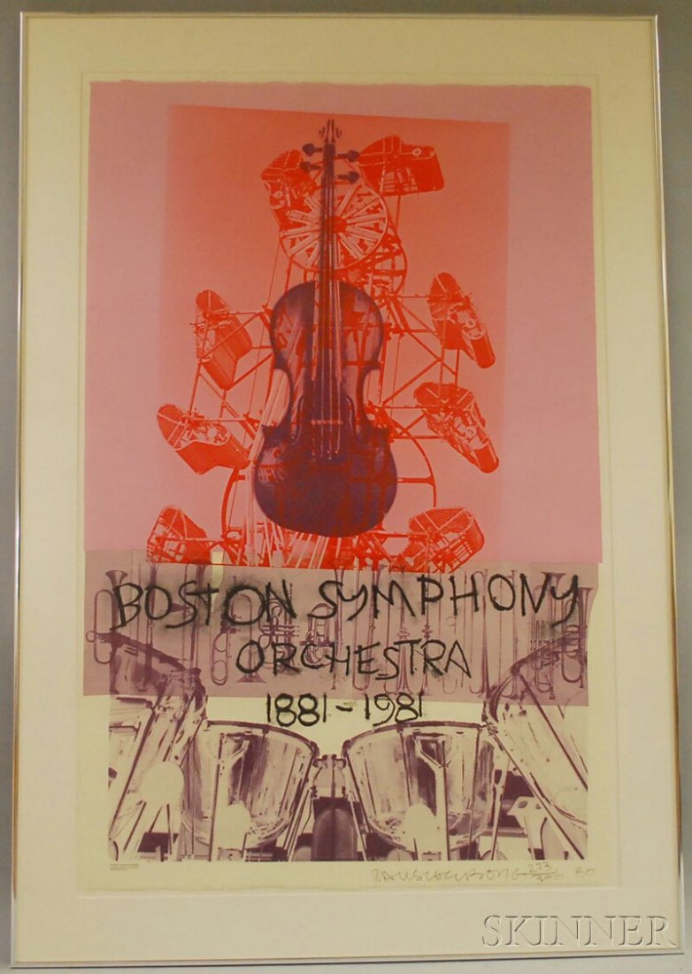 Robert Rauschenberg (American, 1925-2008) Boston S: Robert Rauschenberg (American, 1925-2008) Boston Symphony Orchestra 1881-1981/Exhibition Poster. Signed, numbered, and dated "Rauschenberg 273/300 80" l.r. Lithograph, sheet size 40