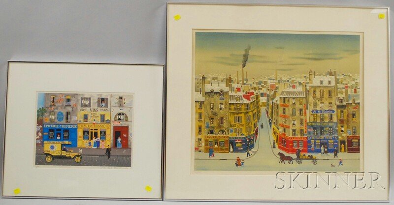 Michel Delacroix (French, b. 1933) Two Lithographs: Michel Delacroix (French, b. 1933) Two Lithographs of Parisian Street Scenes, One in Winter. Both signed "Michel Delacroix" l.r. and numbered l.l. Sight sizes to 20 x 23 3/4 in., framed. Condition: No