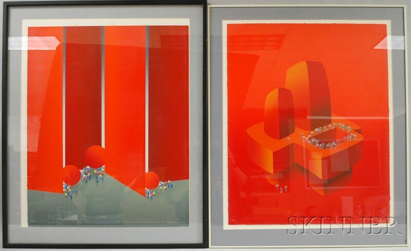 Kurt Larisch (Austrian/Mexican, b. 1913) Three Sur: Kurt Larisch (Austrian/Mexican, b. 1913) Three Surreal Prints: Quo Vadis. Each signed "KURT LARISCH" l.r., numbered "A/P" l.l. Silkscreens on paper, sheet sizes to 28 1/2 x 23 in., each framed.