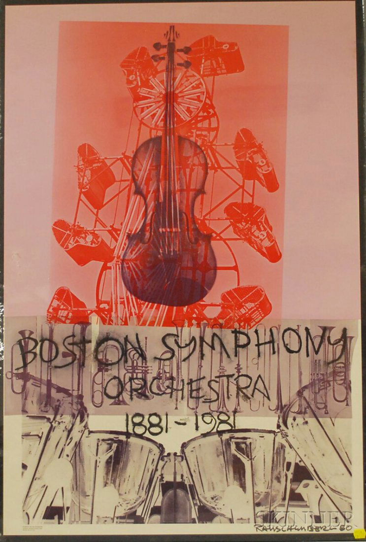 Robert Rauschenberg (American, 1925-2008) Boston S: Robert Rauschenberg (American, 1925-2008) Boston Symphony Orchestra 1881-1981/Exhibition Poster. Signed and dated "Rauschenberg 80" l.r. Color offset lithographic poster, sheet size