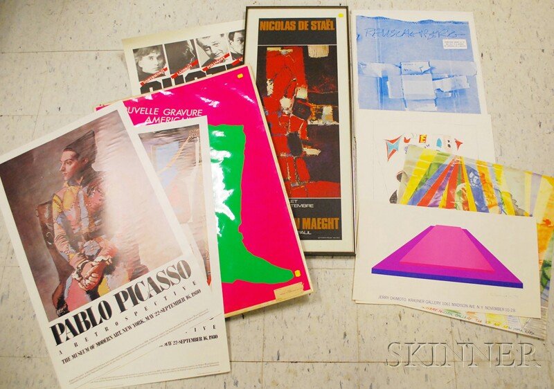 Nine Exhibition Posters: Jerry Okimoto, Krasner Ga: Nine Exhibition Posters: Jerry Okimoto, Krasner Gallery, New York City, signed and dated "J. Okimoto 7" ; Larry Rivers, Robert Miller Gallery, New York City, 1977, signed "Larry Ri