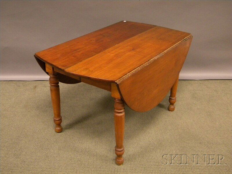 Victorian Walnut and Maple Drop-leaf Table.: Victorian Walnut and Maple Drop-leaf Table.