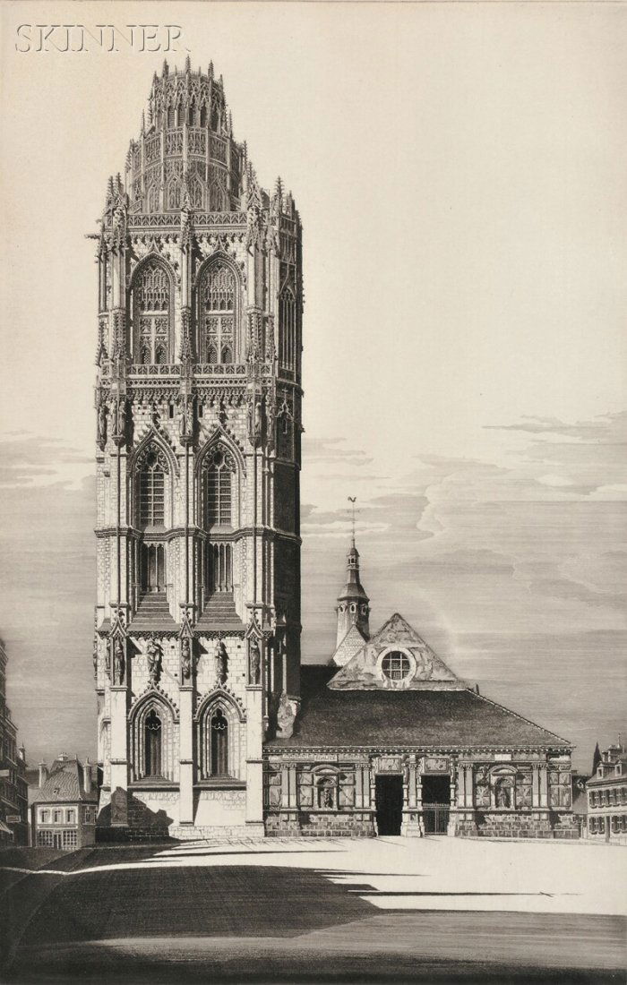 John Taylor Arms (American, 1887-1953) Four Village Vie: John Taylor Arms (American, 1887-1953) Four Village Views: Norwich (Sketch), 1938, edition of 21 from the Demonstration Series (Fletcher, 314), Lavenham, England, 19