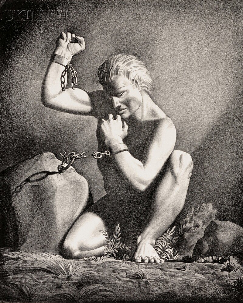 Rockwell Kent (American, 1882-1971) Prometheus Unchaine: Rockwell Kent (American, 1882-1971) Prometheus Unchained, alternatively titled Breaking the Shackles, 1938, edition size unknown (Jones, 119). Signed "Rockwell Kent" in pencil l.r