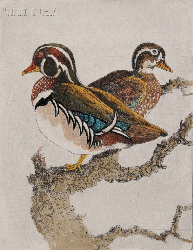 Benson Bond Moore (American, 1882-1974) Five Ornitholog: Benson Bond Moore (American, 1882-1974) Five Ornithological Subjects: Ring-necked Pheasant, edition of 40, Wood Ducks, edition of 40, Prince of Wales Pheasant, ed