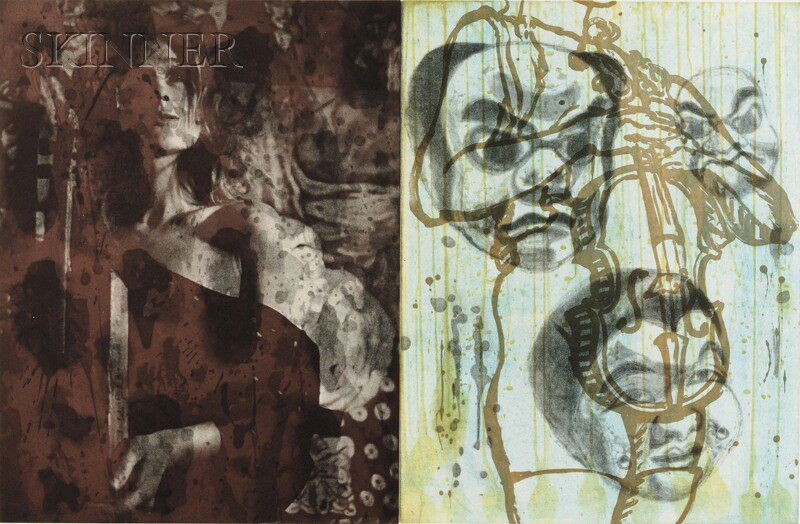 David Salle (American, b. 1952) Plates 2 and 4 from the: David Salle (American, b. 1952) Plates 2 and 4 from the CANFIELD HATFIELD Suite, 1989, edition of 60 plus proofs, published by Waddington Graphics, London. Both signed and dated "