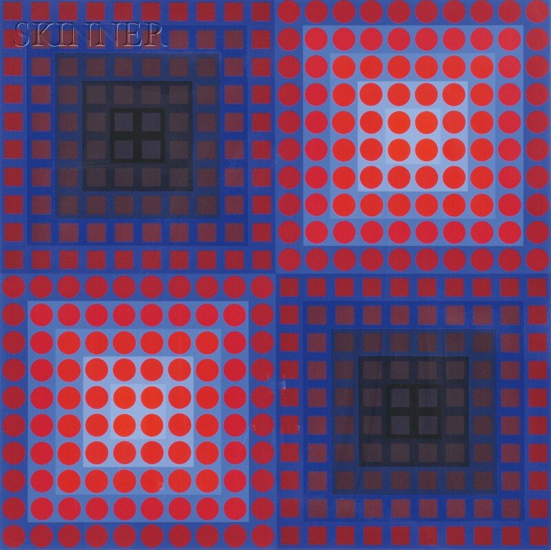 Victor Vasarely (Hungarian/French, 1906-1997) Two Image: Victor Vasarely (Hungarian/French, 1906-1997) Two Images from the PERMUTATIONS Series, 1968, edition of 150, published by Denise René, editeur, Paris. Both signed "Vasarely-" in penc