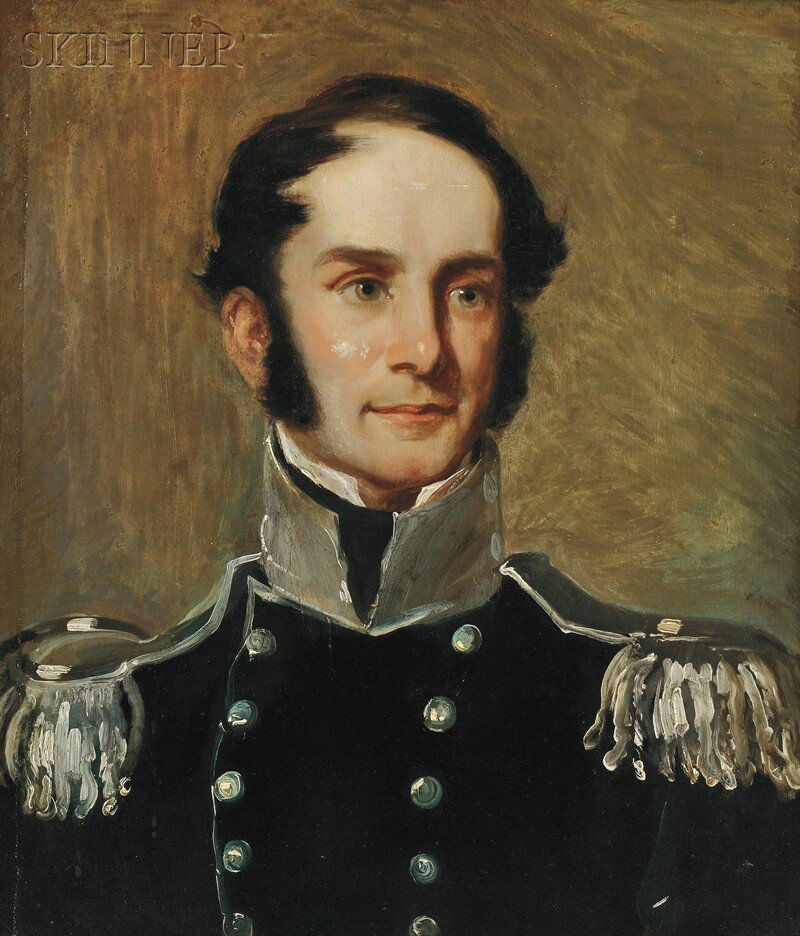 Thomas Sully (American, 1783-1872) Portrait of General: Thomas Sully (American, 1783-1872) Portrait of General George Cadwalader (1806-1879), c. 1850 Initialed "TS" l.r., identified on a typed label and with a frame manufacturer's label from J. Middle