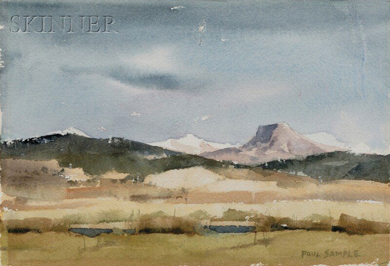 Paul Starrett Sample (American, 1896-1974), Madison Riv: Paul Starrett Sample (American, 1896-1974) Madison River Valley - West Channel Signed "Paul Sample" l.r., titled on the back of the mat. Watercolor on paper, 7 1/8 x 10 3/16 in. (18.0 x 25.9 c