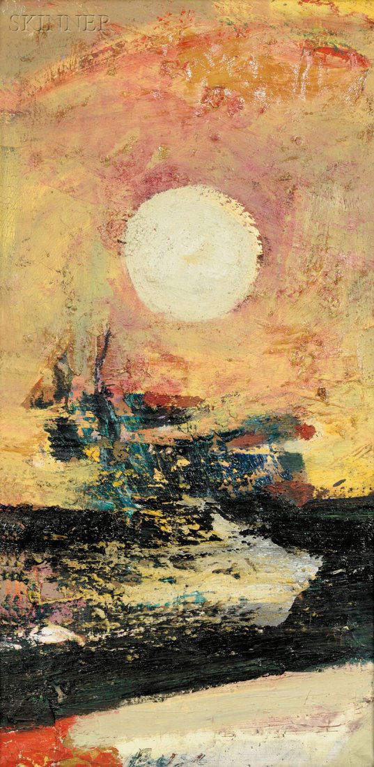 Peter Busa (American, 1914-1985) Untitled Signed "Busa": Peter Busa (American, 1914-1985) Untitled Signed "Busa" l.c. Oil on canvas, 36 x 18 1/2 in. (91.4 x 47.0 cm), framed. Condition: Canvas deformations, minor lifting, craquelure, alligatoring, surface g