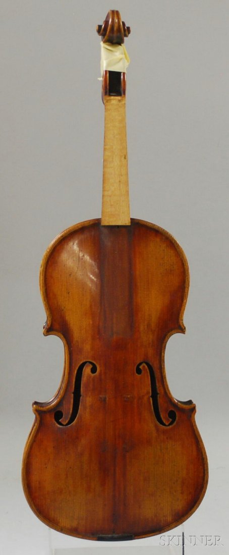 Violin, Possibly American, c. 1880, unlabeled, le: Violin, Possibly American, c. 1880, unlabeled, length of back 359 mm.