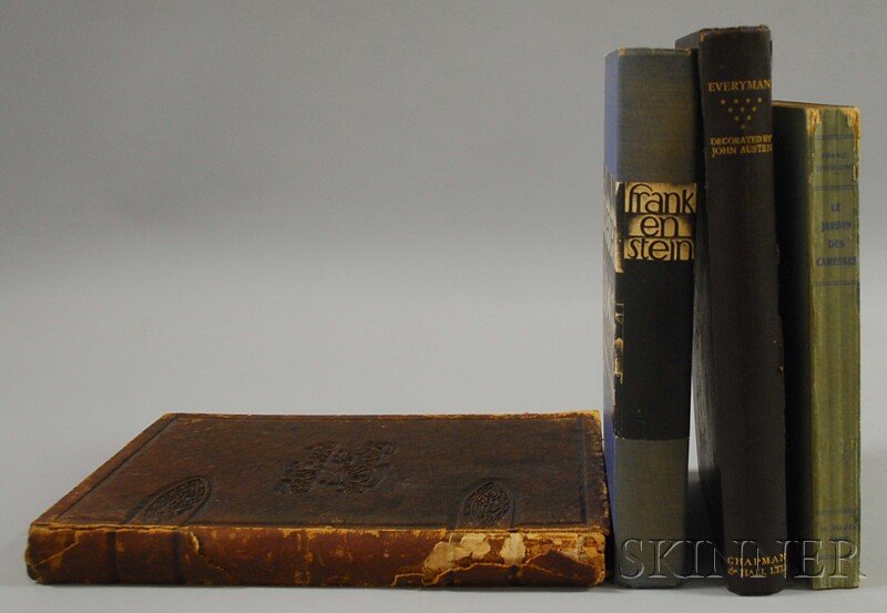 Illustrated Books, Four Volumes: Mary Wollstonecra: Illustrated Books, Four Volumes: Mary Wollstonecraft's Frankenstein, New York, 1934, with wood engravings by Lynd Ward; Everyman and Other Plays, London, 1925, with illustrations by John Austen printe