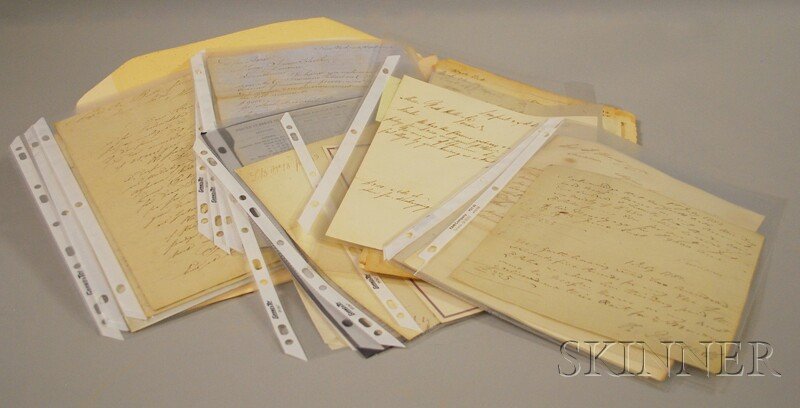 Paper Ephemera: Approximately thirty letters, doc: Paper Ephemera: Approximately thirty letters, documents, and other ephemera from the 18th and 19th centuries.