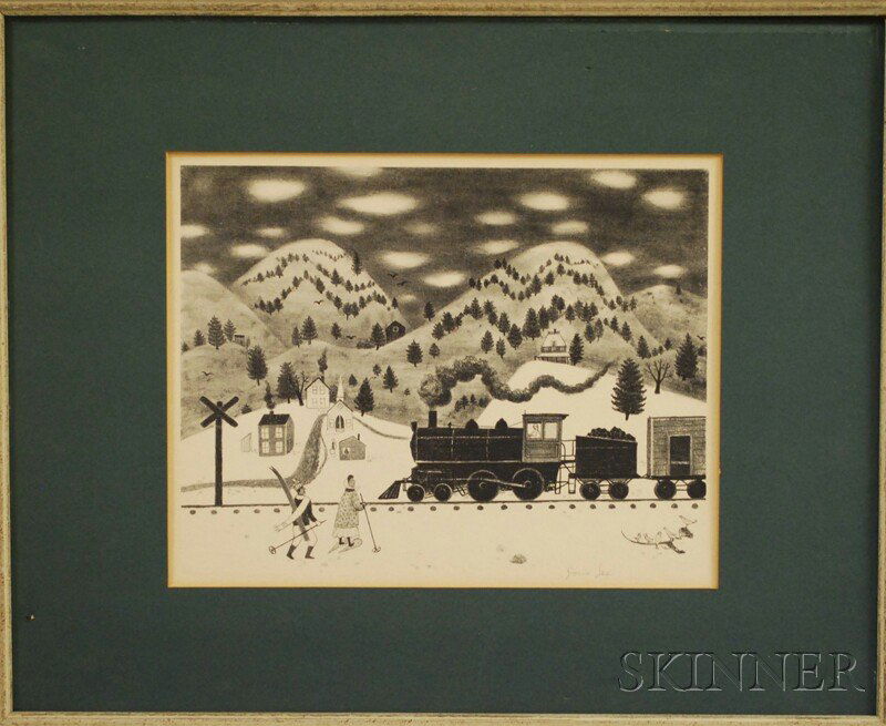 Doris Emrick Lee (American, 1905-1983) Afternoon: Doris Emrick Lee (American, 1905-1983) Afternoon Train. Signed "Doris Lee" in pencil l.r., identified on a label from Associated American Artists, New York, affixed to the paper backing. Edition no