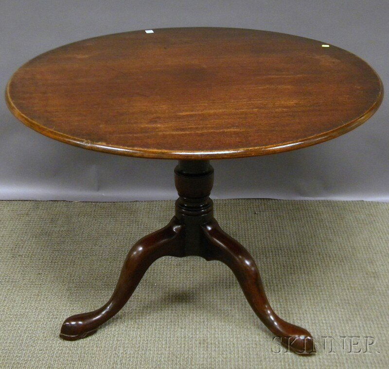 Georgian Mahogany Tilt-top Tea Table, ht. 27 3/4,: Georgian Mahogany Tilt-top Tea Table, ht. 27 3/4, dia. 38 1/2 in.