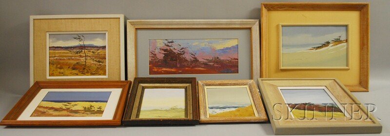 John Mulcahy (American, b. 1931) Seven Cape Cod,: John Mulcahy (American, b. 1931) Seven Cape Cod, Massachusetts Views. Six incised "...Mulcahy" l.l. or l.r. respectively, most titled and identified on the reverse. Oil on canvas, board, or Masonite,