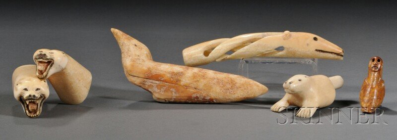 Six Miscellaneous Ivory Animals, lg. to 4 in. Prov: Six Miscellaneous Ivory Animals, lg. to 4 in. Provenance: The Bear Totem Store.