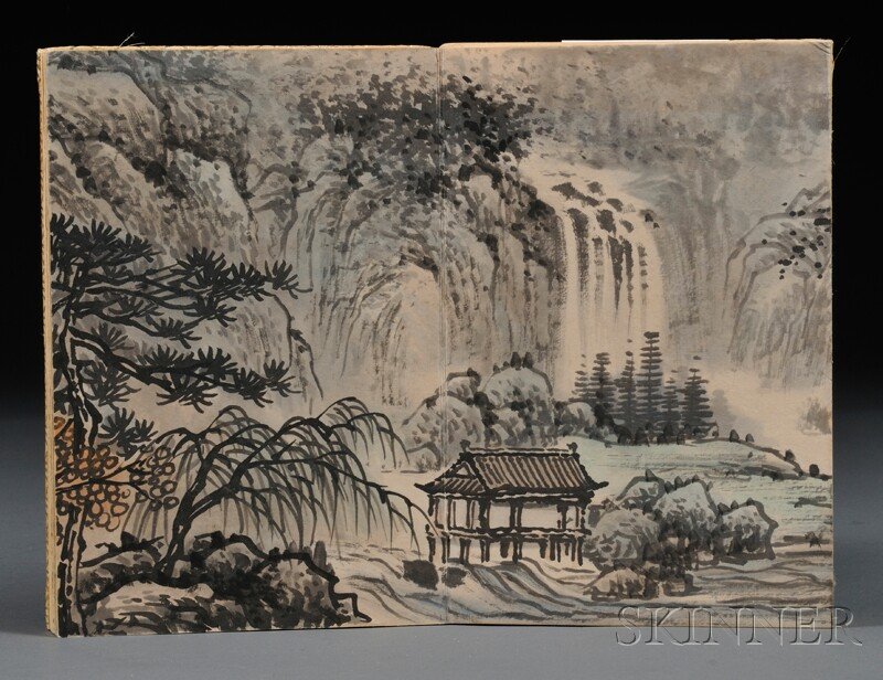 Painting Album, China, ink and color on paper, in: Painting Album, China, ink and color on paper, in the manner of Wang Yun, depicting a landscape, bears signature, inscribed, dated Dinghai year, with one seal, 9 1/2 x 6 1/4 in.