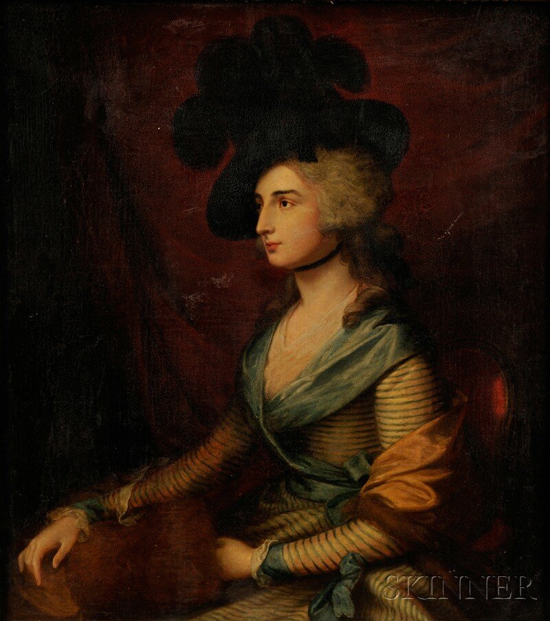 Genevi?ve Dupont (French, 19th Century) After Tho: Genevi?ve Dupont (French, 19th Century) After Thomas Gainsborough (British, 1727-1788) Portrait of Mrs. Sarah Siddons Unsigned, bears inscription "Thos. Gainsborough Pinxit" on the reverse, identified