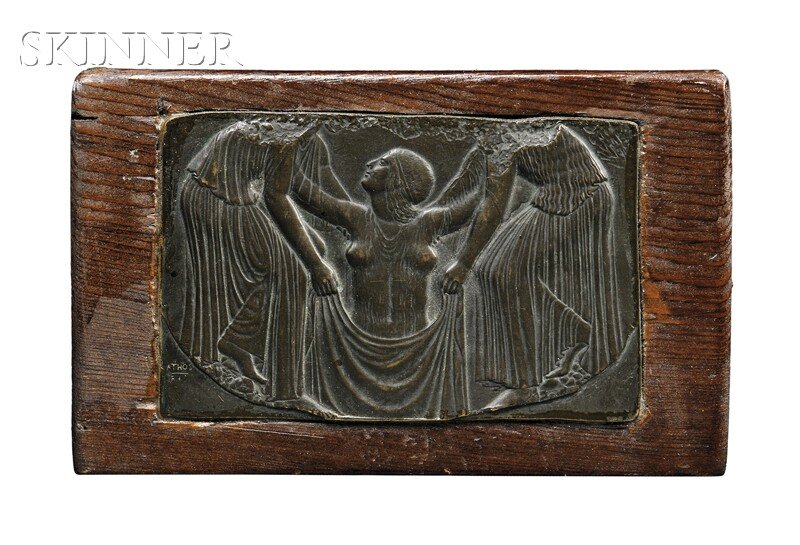 Continental School, 19th/20th Century Two Bas Reli: Continental School, 19th/20th Century Two Bas Relief Plaques: Greek-style Scene of Three Draped Figures and Head of Madonna of the Pomegranate After Botticelli Greek relief inscribed