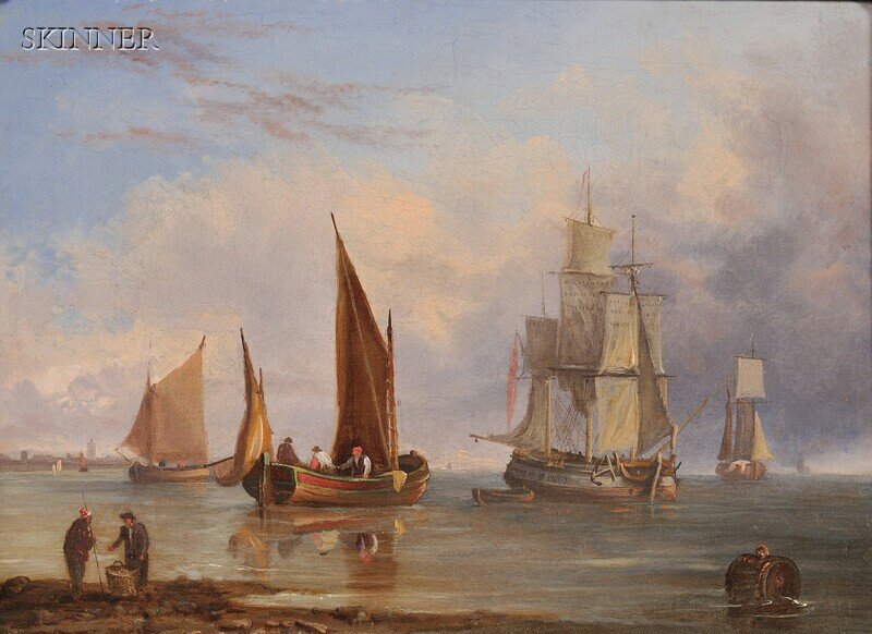 John Westall (British, fl. 1840-1880) Ships in Por: John Westall (British, fl. 1840-1880) Ships in Port, c. 1860 Signed "J. Westall" l.l., identified on a label from Le Blanc's Art Gallery, Londonderry, New Hampshire, affixed to the frame. O