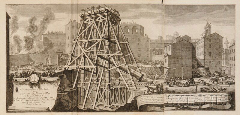 Arnold Van Westerhout (Flemish, 1651-1725) Scenog: Arnold Van Westerhout (Flemish, 1651-1725) Scenographia Machinae Qua Clemente XI Pont Max Inscribed in the plate "Arnoldus Van Westerhout, Antwerp...Sculpsit" l.l. Etching on paper, plate size